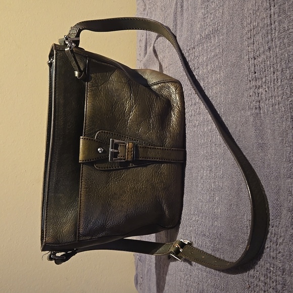 Green leather crossbody purse - Picture 7 of 8